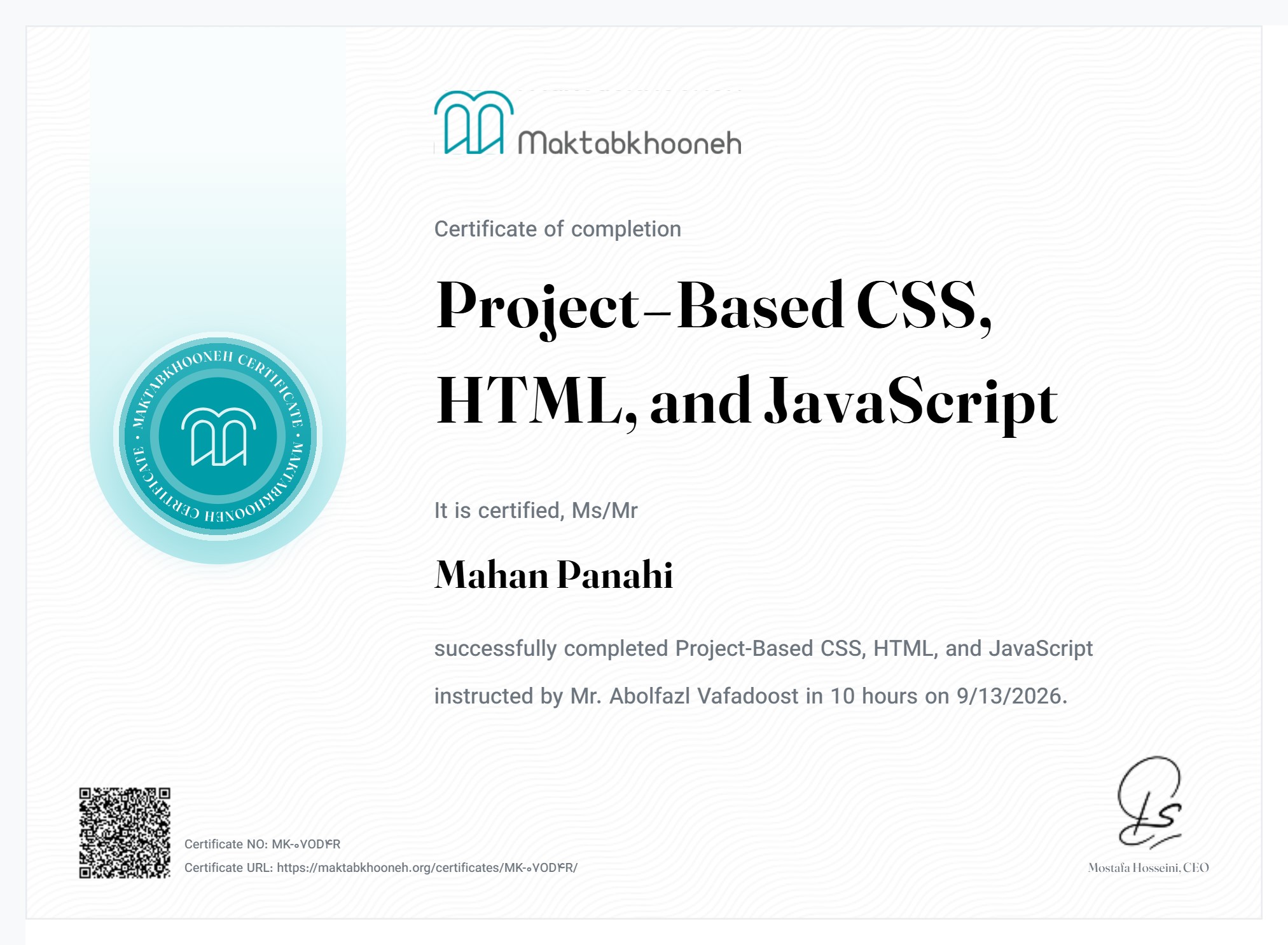 Project-Based HTML, CSS and JavaScript